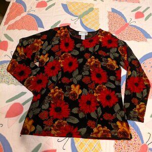 Cathy Daniels Lightweight Sweater Floral on Black
